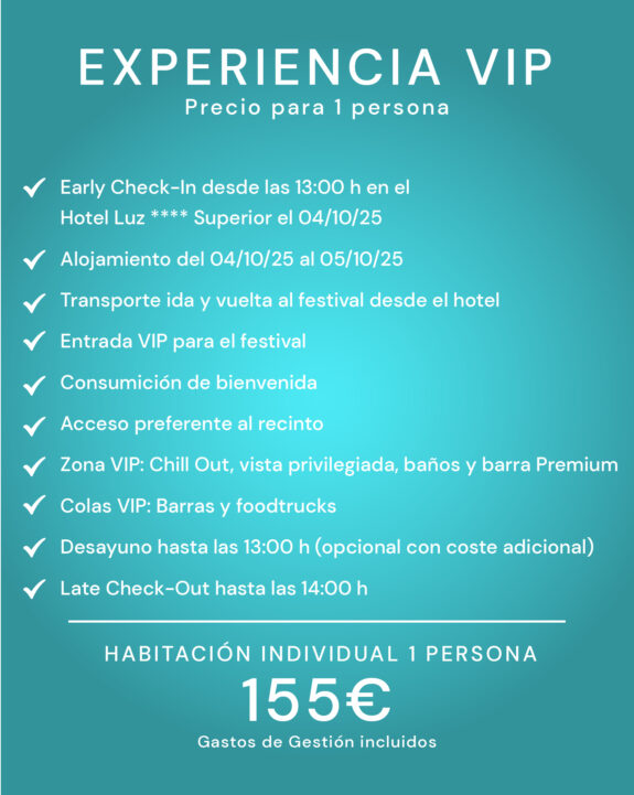 Experiencia VIP 1 persona 1 noche