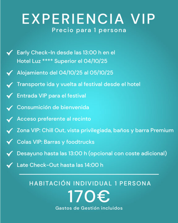 Experiencia VIP 1 persona 1 noche